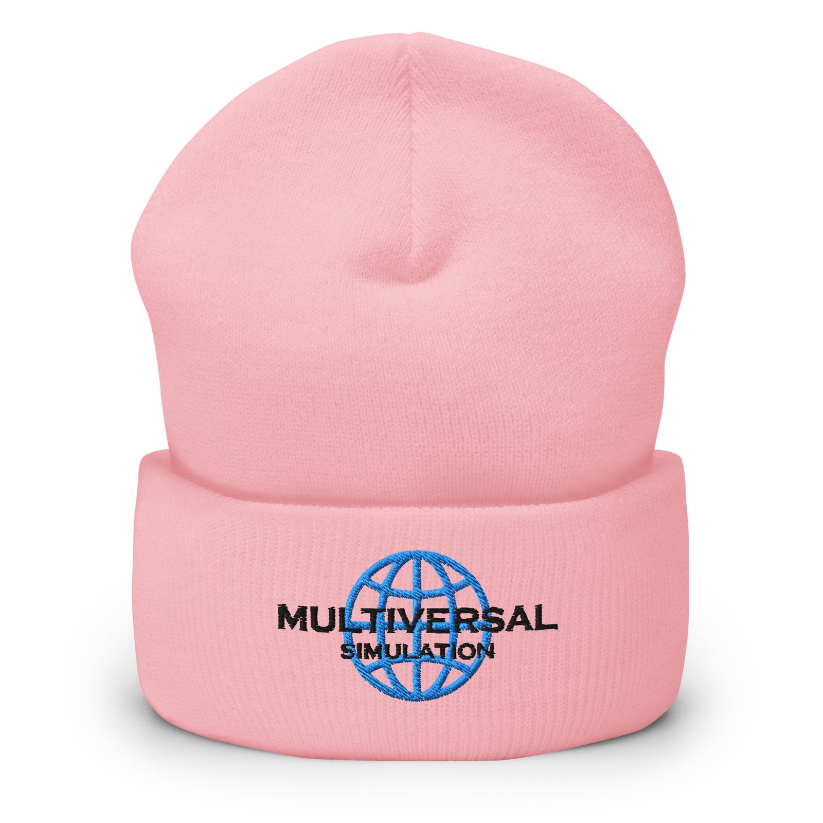 Multiversal Simulation Hat – Holographic Universe Cuffed Beanie Unisex (Black Text) - Image 6