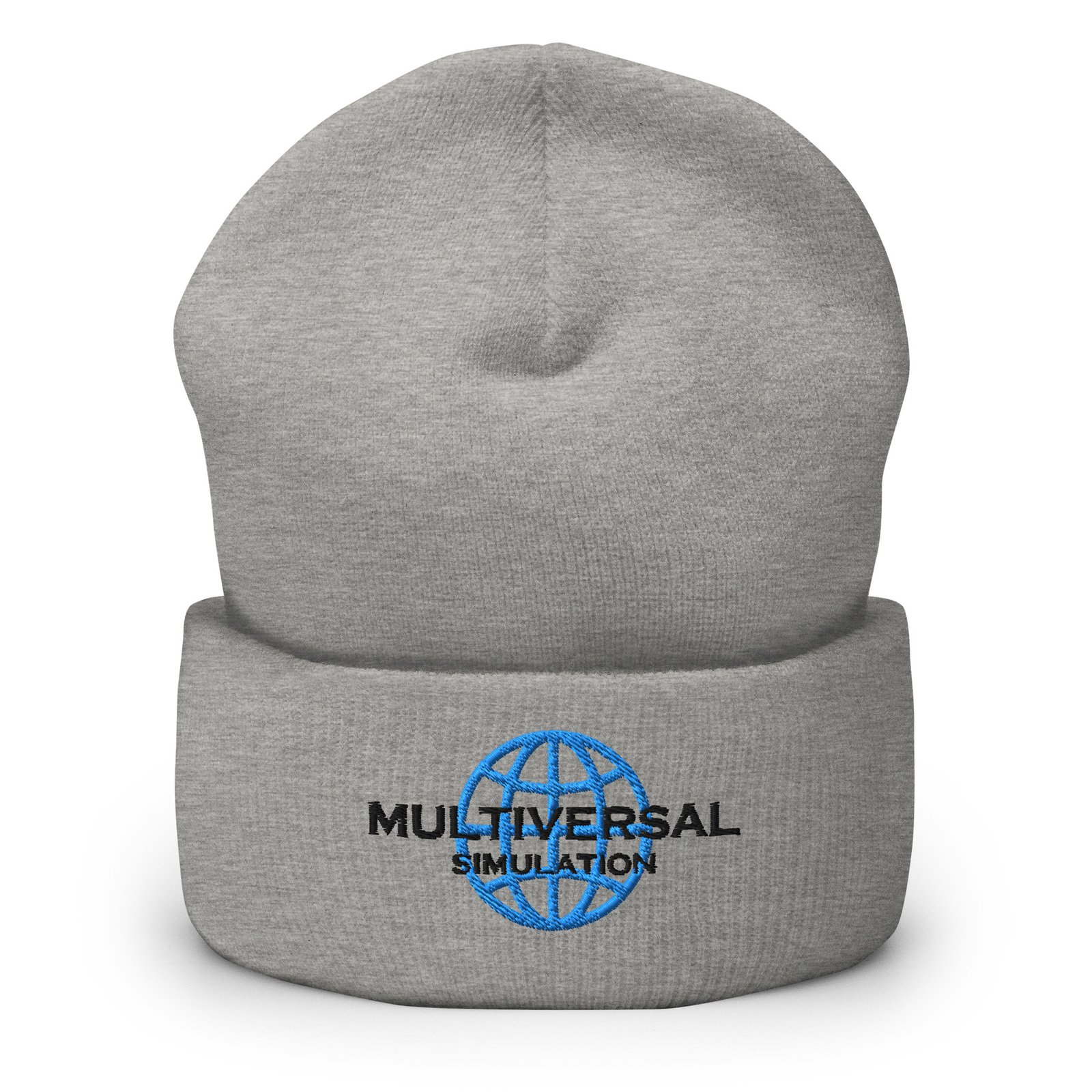 Multiversal Simulation Hat – Holographic Universe Cuffed Beanie Unisex (Black Text)