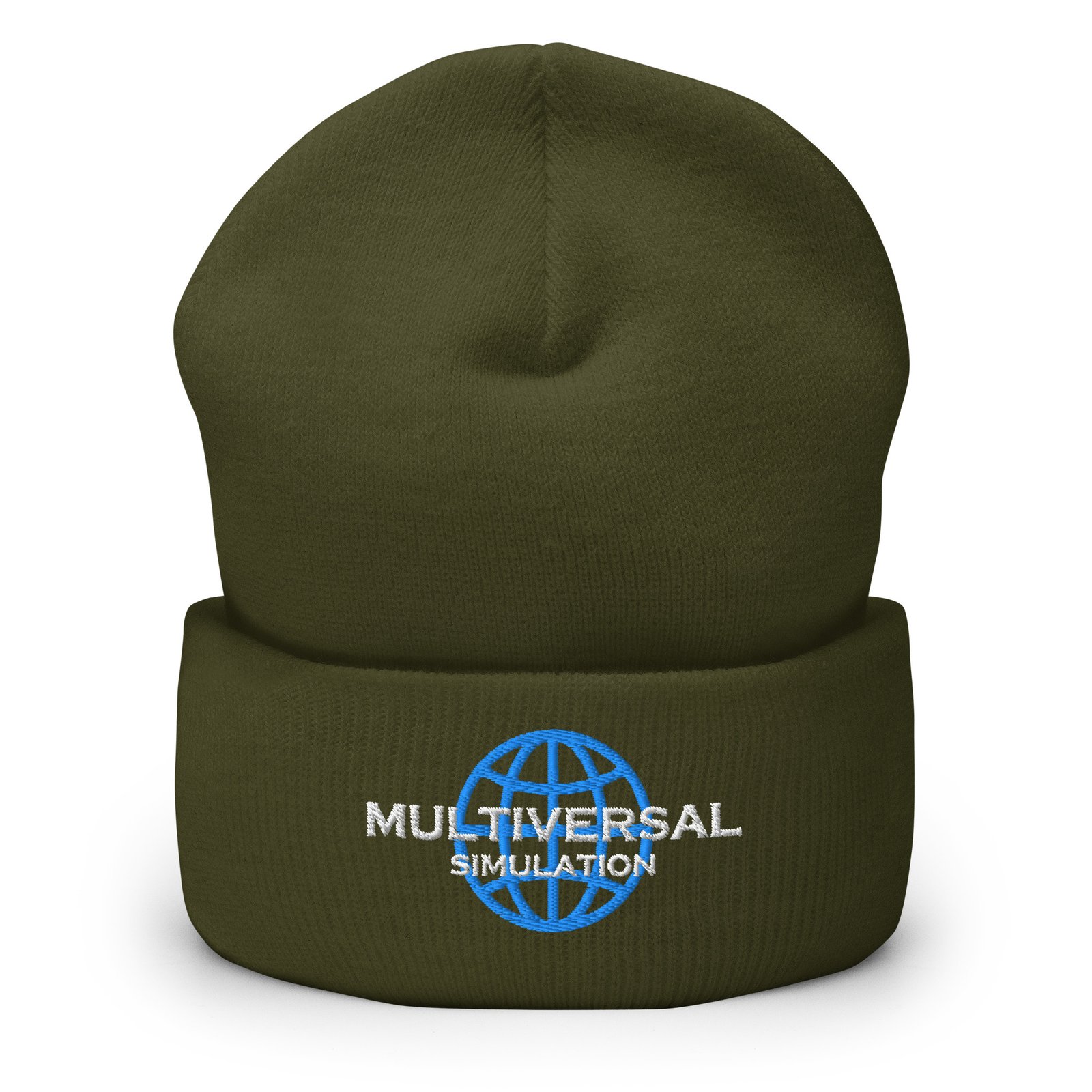 Multiversal Simulation Hat – Holographic Universe Cuffed Beanie Unisex (White Text) - Image 10