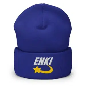 Enki Hat – Ancient Activist Cuffed Beanie Unisex | Mind Expanding Clothes (White Text)