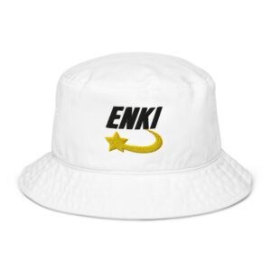 Enki Bucket Hat – Unisex Organic Pure Cotton Summer Hat | Mind Expanding Clothes (Black Text)