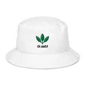 Dr. Sebi Organic Bucket Hat – Unisex Pure Cotton Summer Hat | Herbalist Clothes (Black Text)