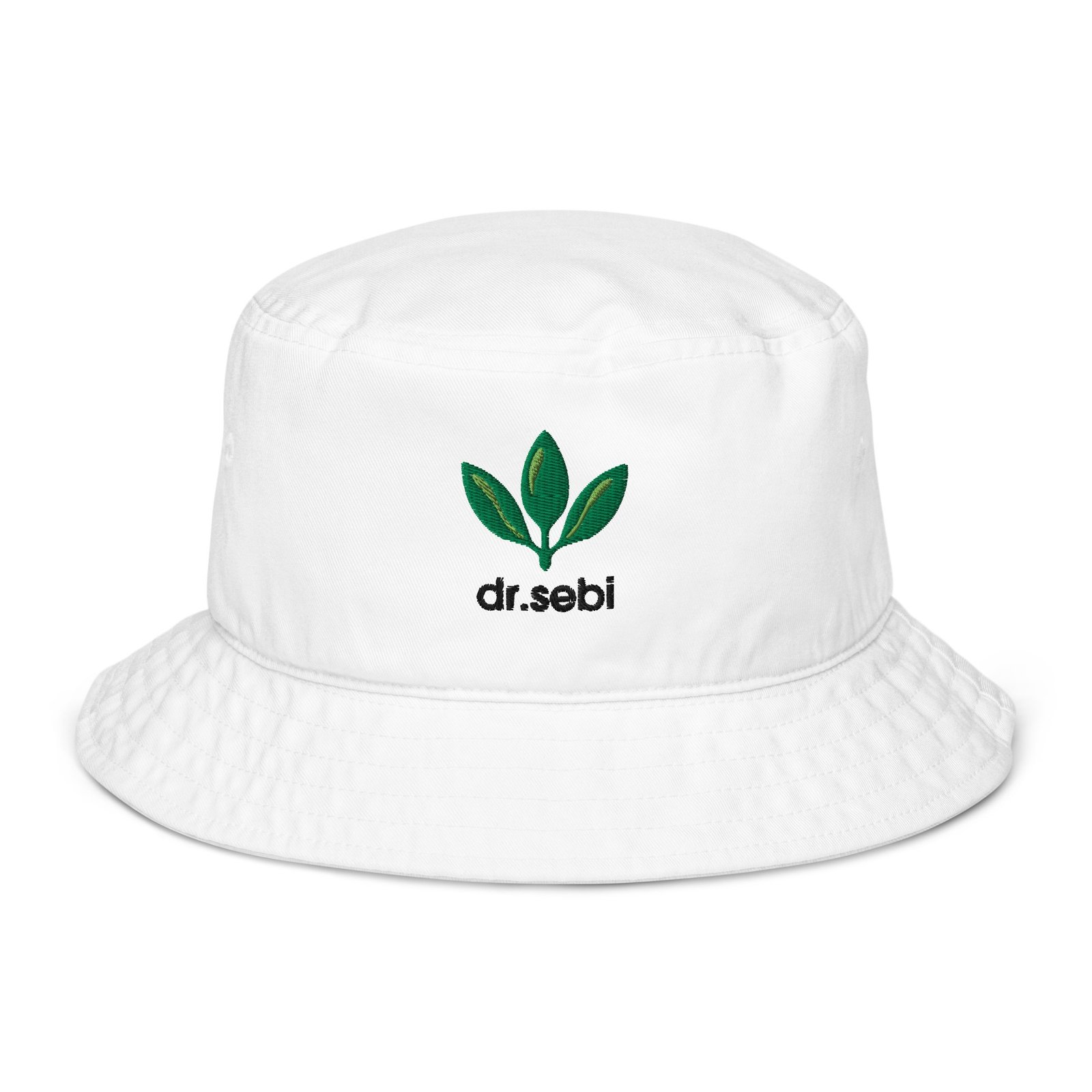 Dr. Sebi Organic Bucket Hat – Unisex Pure Cotton Summer Hat | Herbalist Clothes (Black Text)