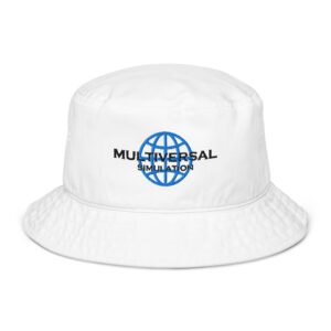 Multiversal Simulation Bucket Hat – Unisex Organic Pure Cotton Summer Hat (Black Text)