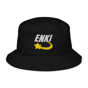 Enki Bucket Hat – Unisex Organic Pure Cotton Summer Hat | Mind Expanding Clothes (White Text)