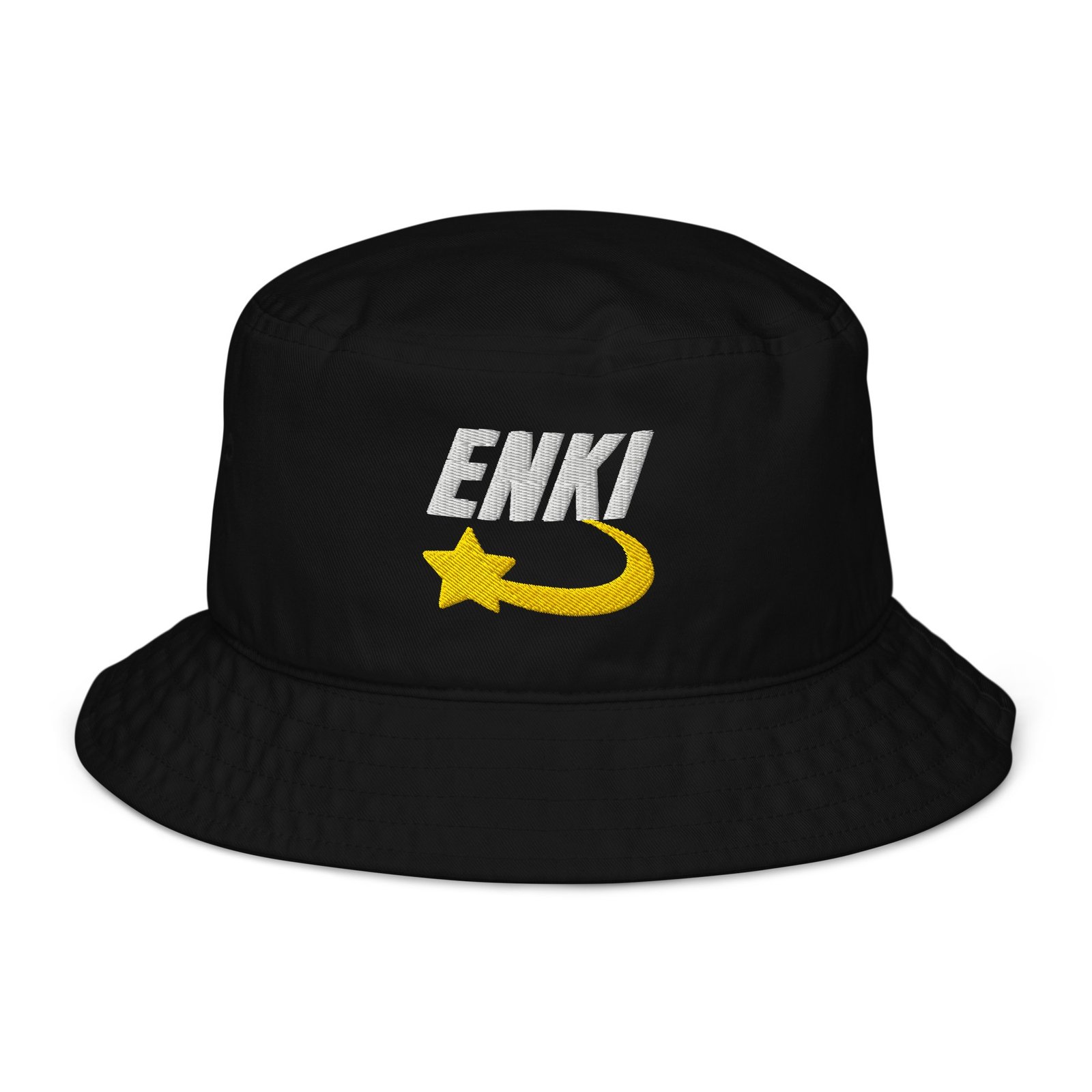 Enki Bucket Hat – Unisex Organic Pure Cotton Summer Hat | Mind Expanding Clothes (White Text)