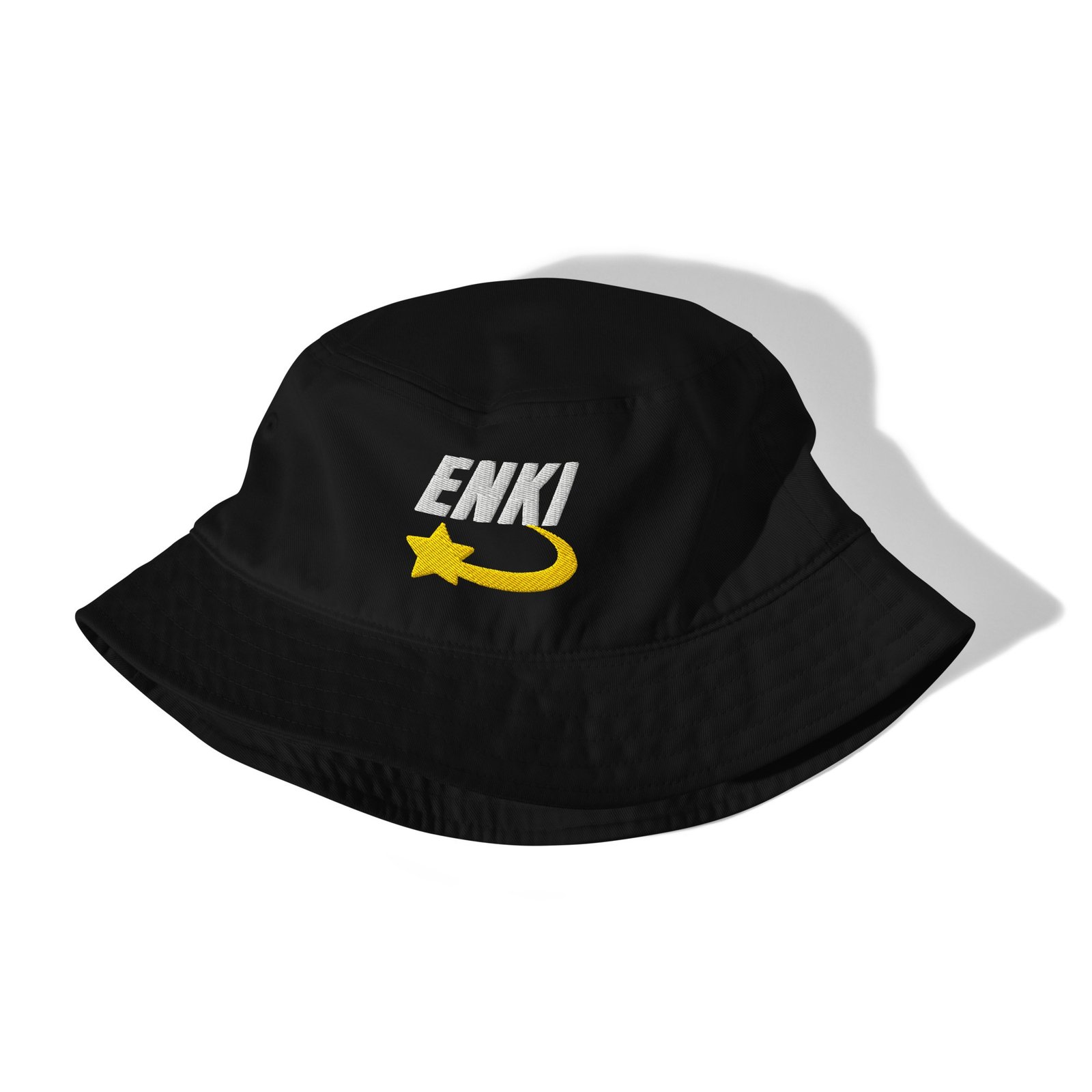 Enki Bucket Hat – Unisex Organic Pure Cotton Summer Hat | Mind Expanding Clothes (White Text) - Image 3
