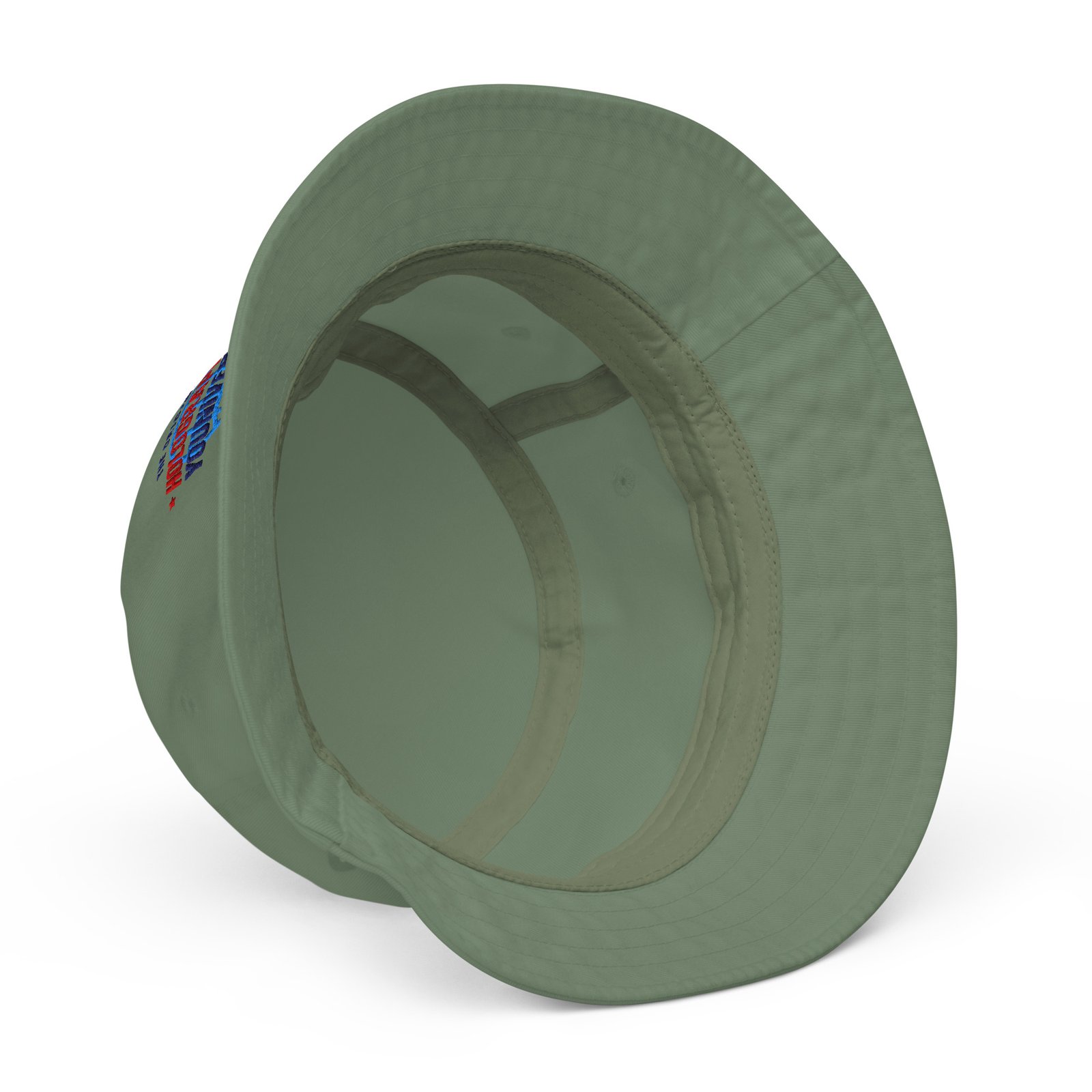 Holographic YOUniverse Bucket Hat – Unisex Organic Pure Cotton Summer Hat (Navy Text) - Image 18