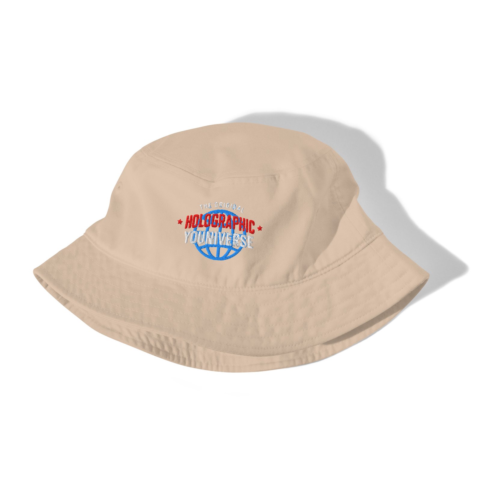 Holographic YOUniverse Bucket Hat – Unisex Organic Pure Cotton Summer Hat (White Text) - Image 19