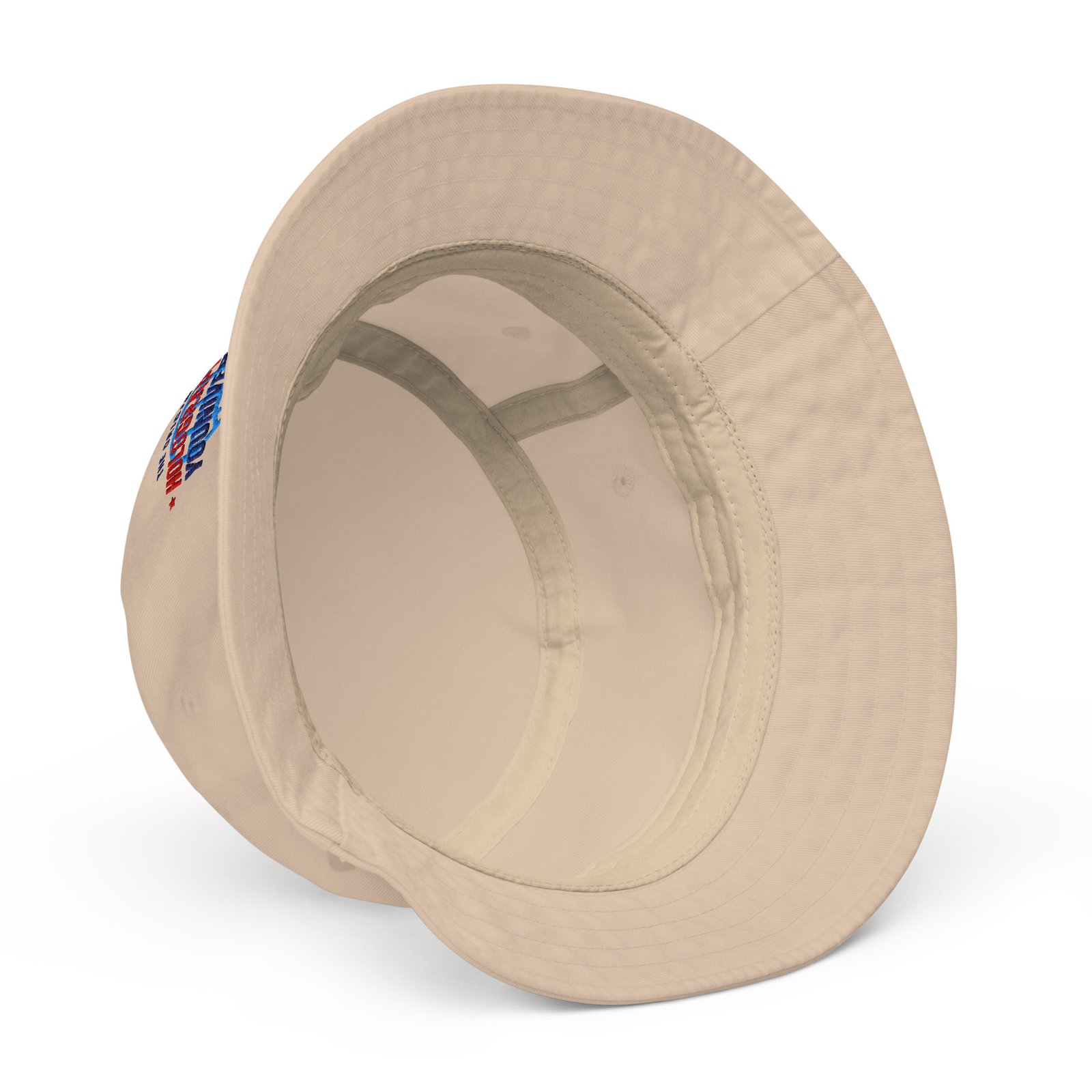 Holographic YOUniverse Bucket Hat – Unisex Organic Pure Cotton Summer Hat (Navy Text) - Image 14