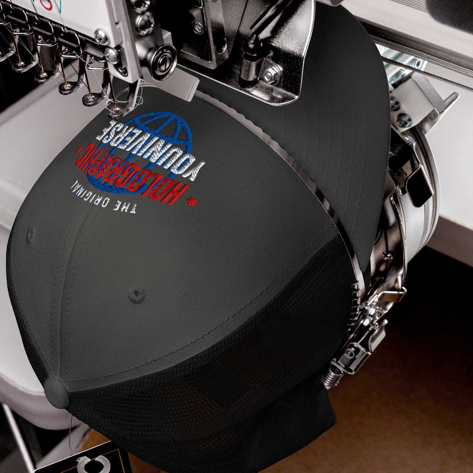 Holographic YOUniverse Trucker Cap – Holographic Universe Clothes Unisex (White Text) - Image 16