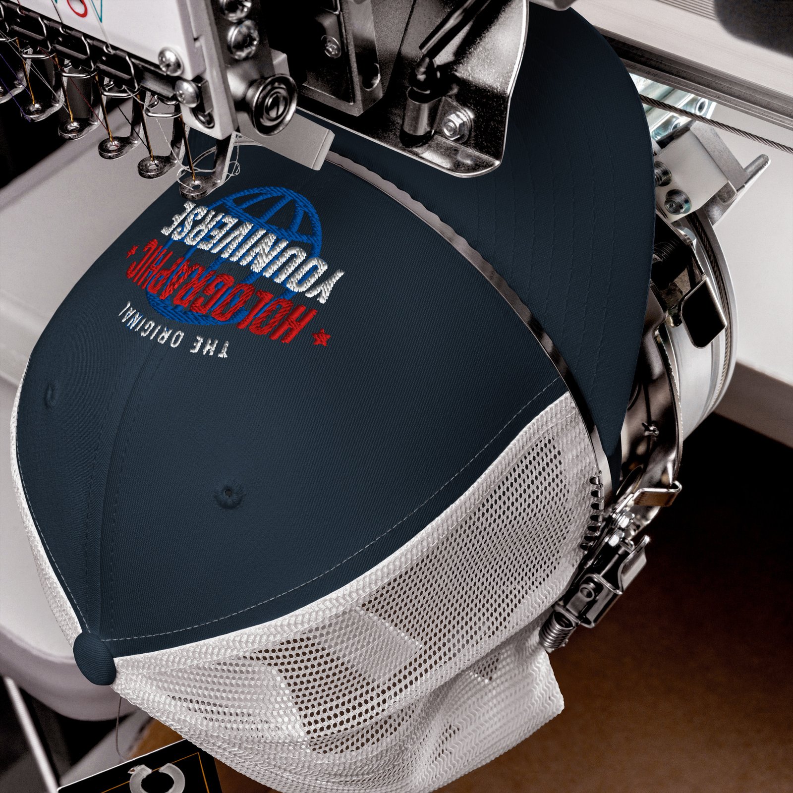 Holographic YOUniverse Trucker Cap – Holographic Universe Clothes Unisex (White Text) - Image 8