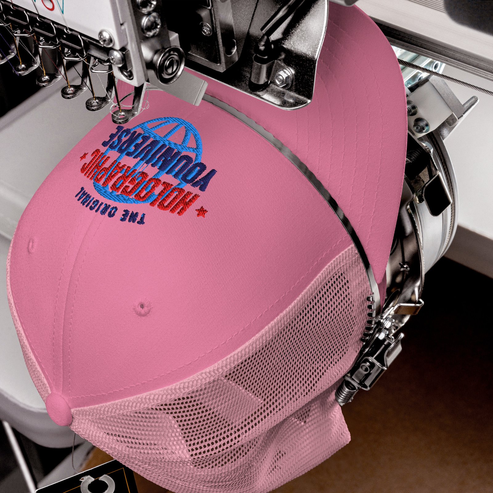 Holographic YOUniverse Trucker Cap – Holographic Universe Clothes Unisex (Navy Text) - Image 16