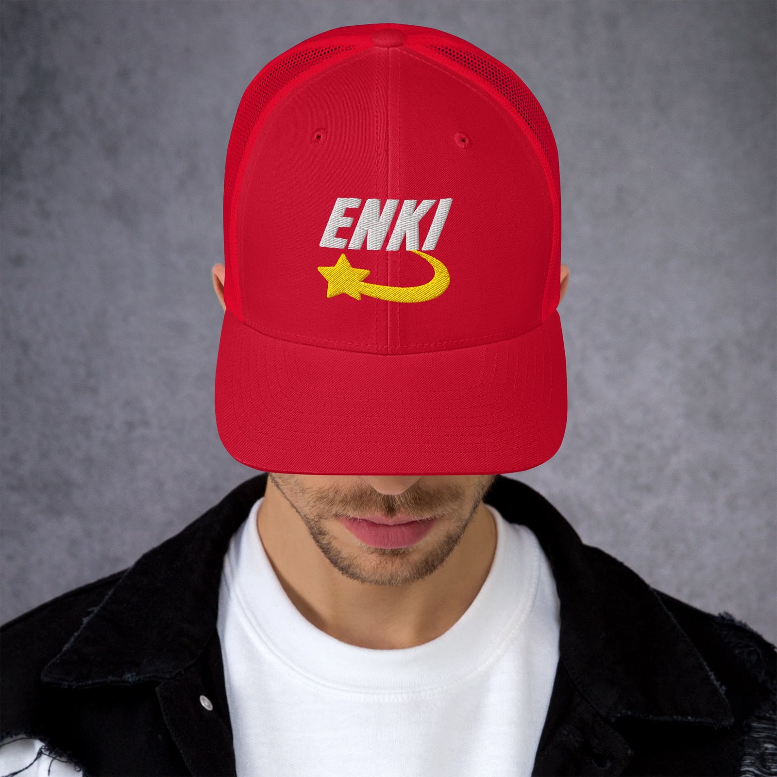 Enki Trucker Cap – Ancient Activist Hat Unisex | Mind Expanding Clothes (White Text) - Image 2