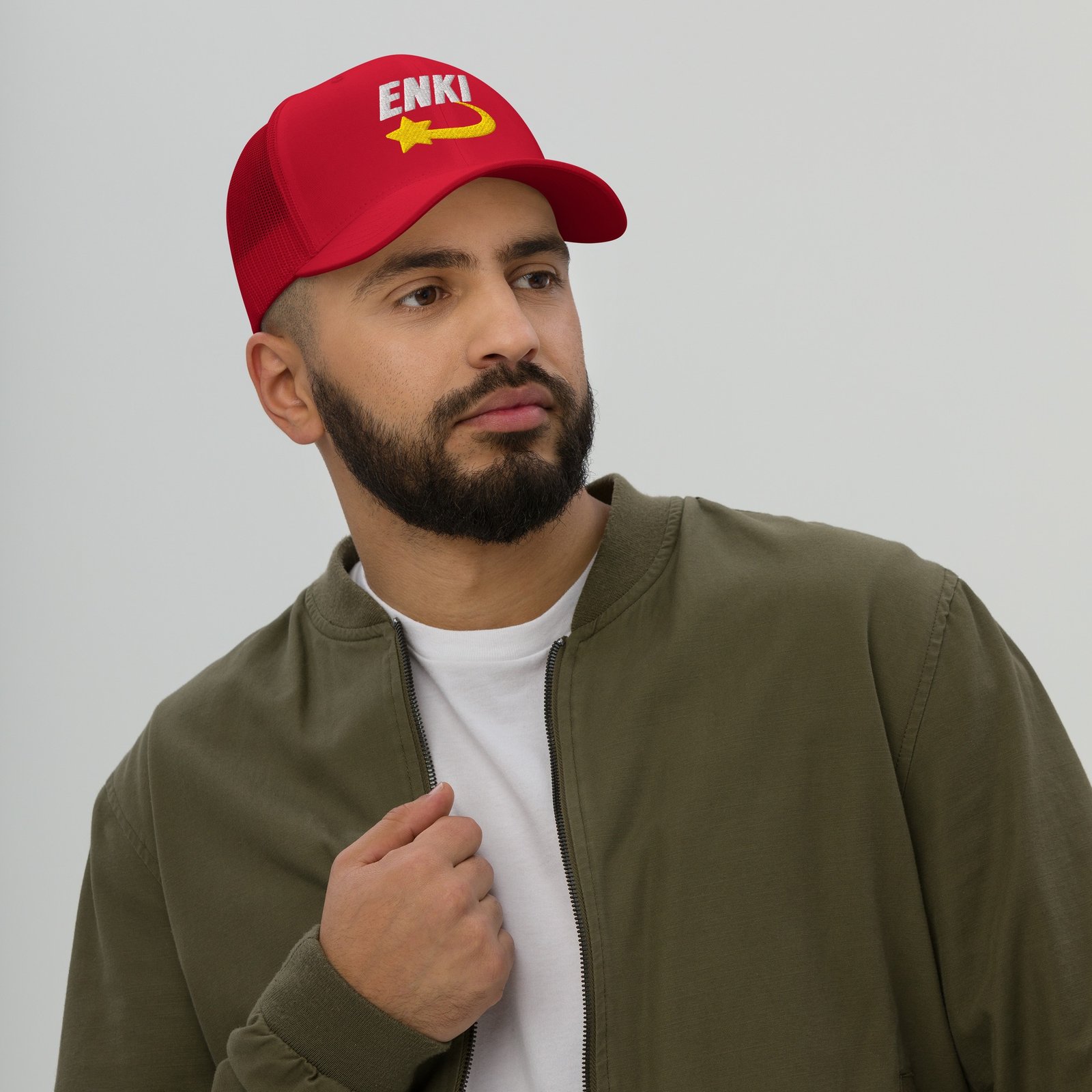 Enki Trucker Cap – Ancient Activist Hat Unisex | Mind Expanding Clothes (White Text) - Image 6
