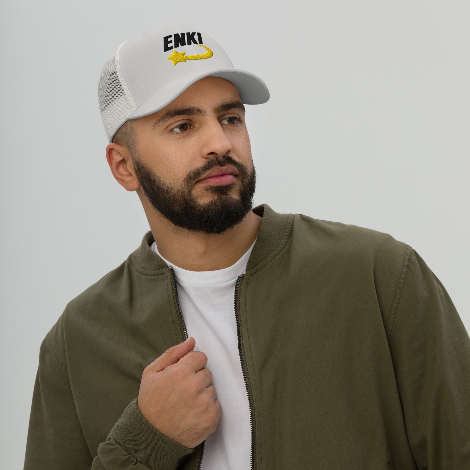 Enki Trucker Cap – Ancient Activist Hat Unisex | Mind Expanding Clothes (Black Text) - Image 6