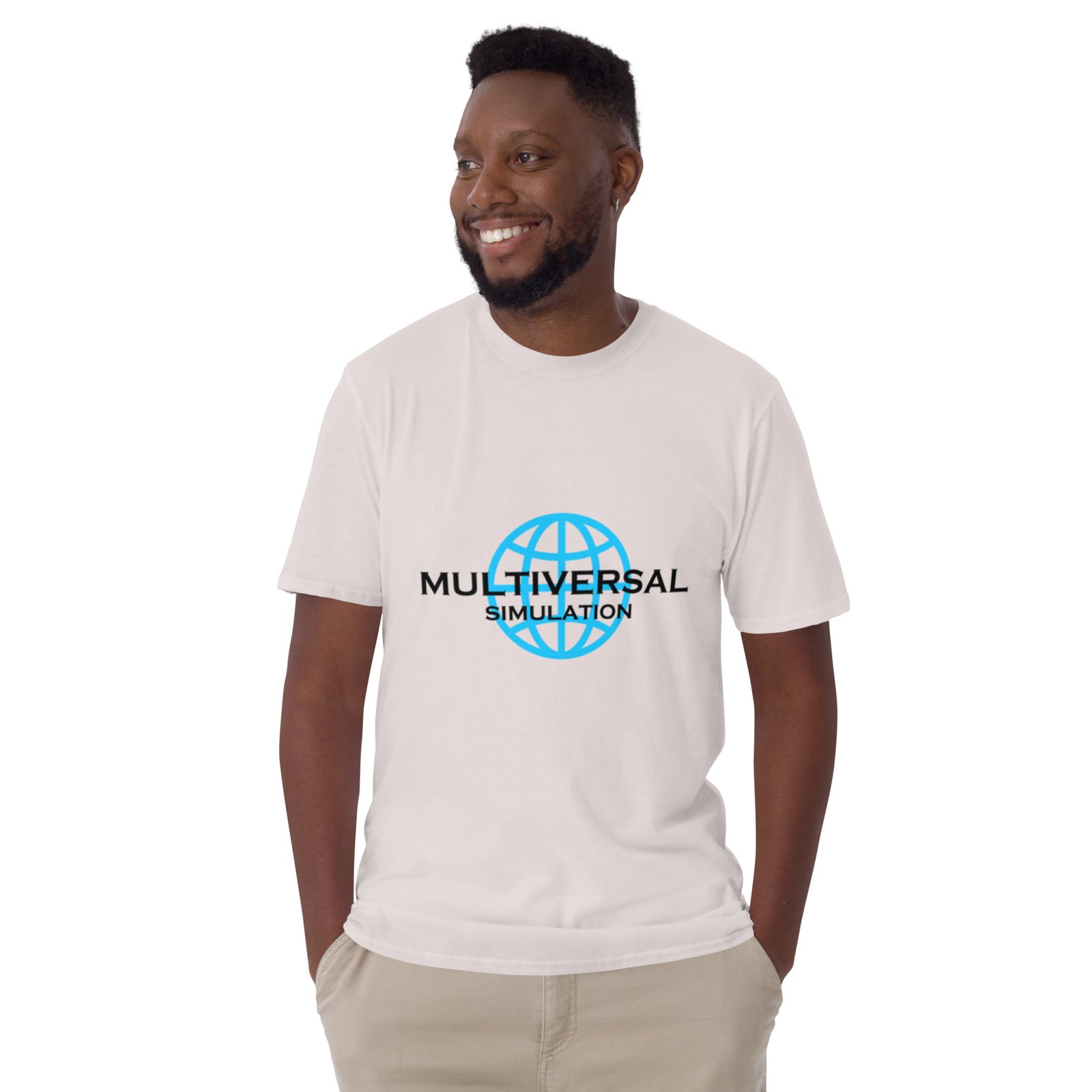 Multiversal Simulation T-Shirt – Unisex 100% Cotton Holographic Universe Tee (Black Text) - Image 3