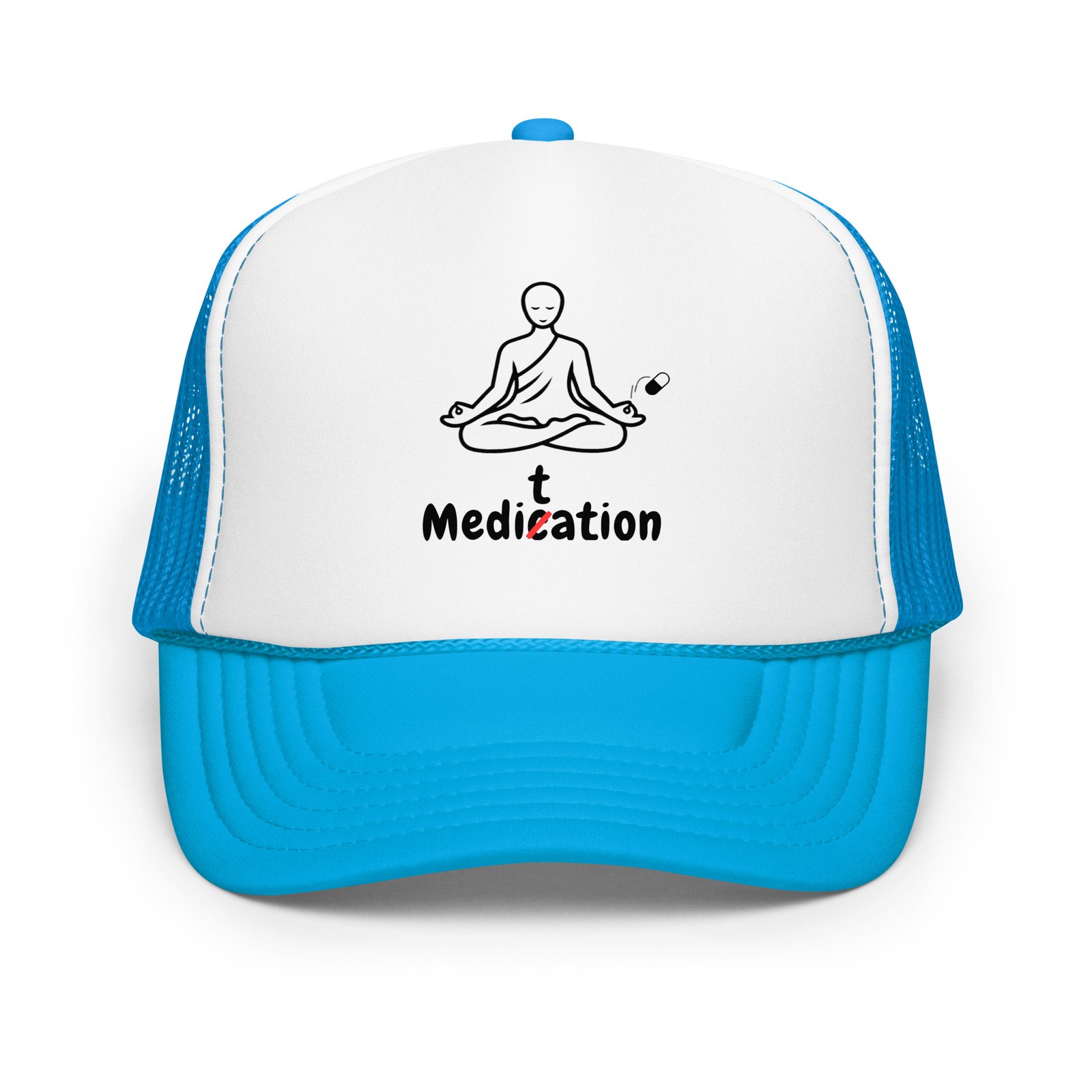 Meditation Foam Trucker Cap – Unisex Meditate Medication Hat | Spiritual Clothes (Black Text) - Image 17