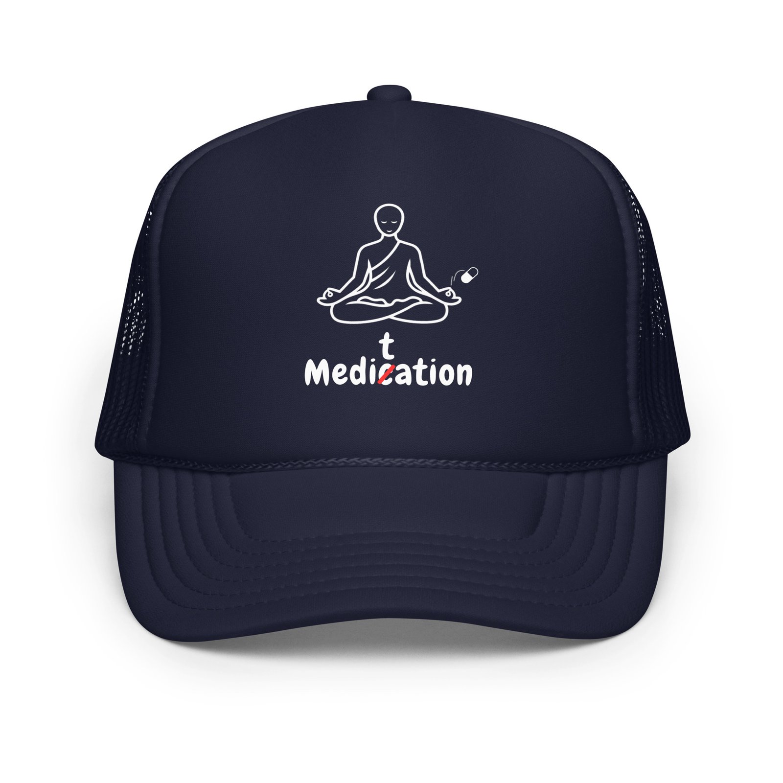 Meditation Foam Trucker Cap – Unisex Meditate Medication Hat | Spiritual Clothes (White Text) - Image 9