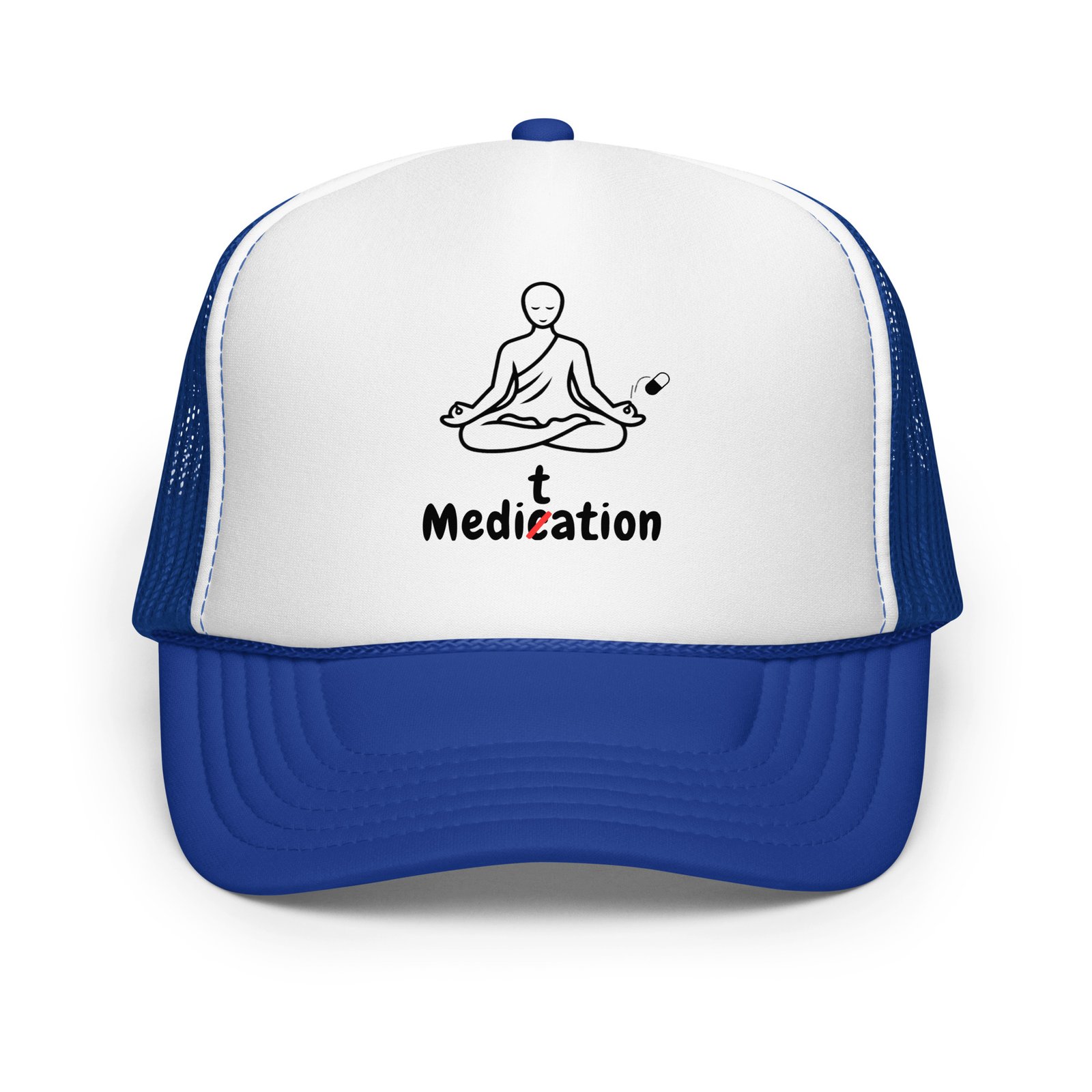 Meditation Foam Trucker Cap – Unisex Meditate Medication Hat | Spiritual Clothes (Black Text) - Image 13