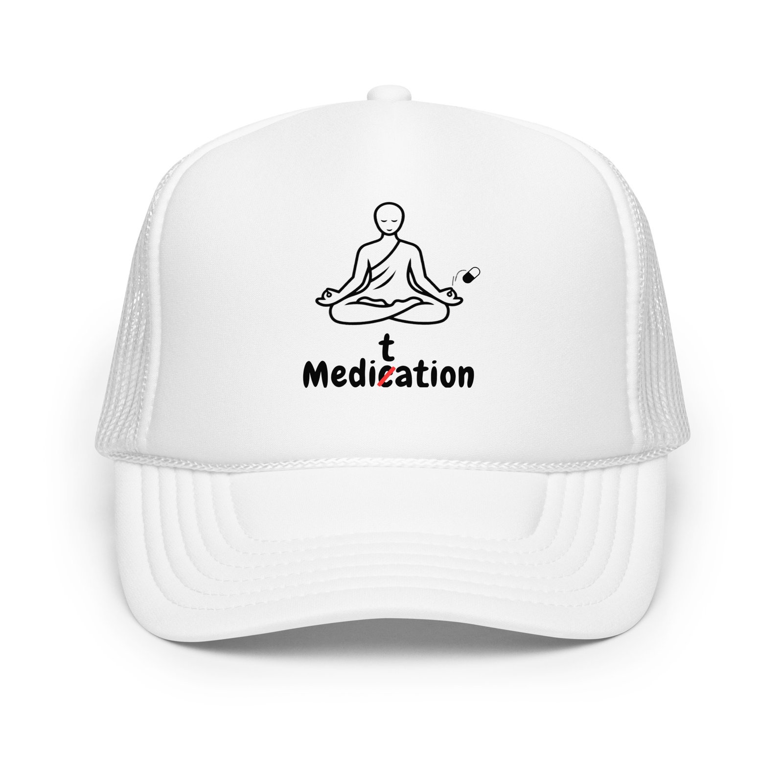 Meditation Foam Trucker Cap – Unisex Meditate Medication Hat | Spiritual Clothes (Black Text) - Image 25