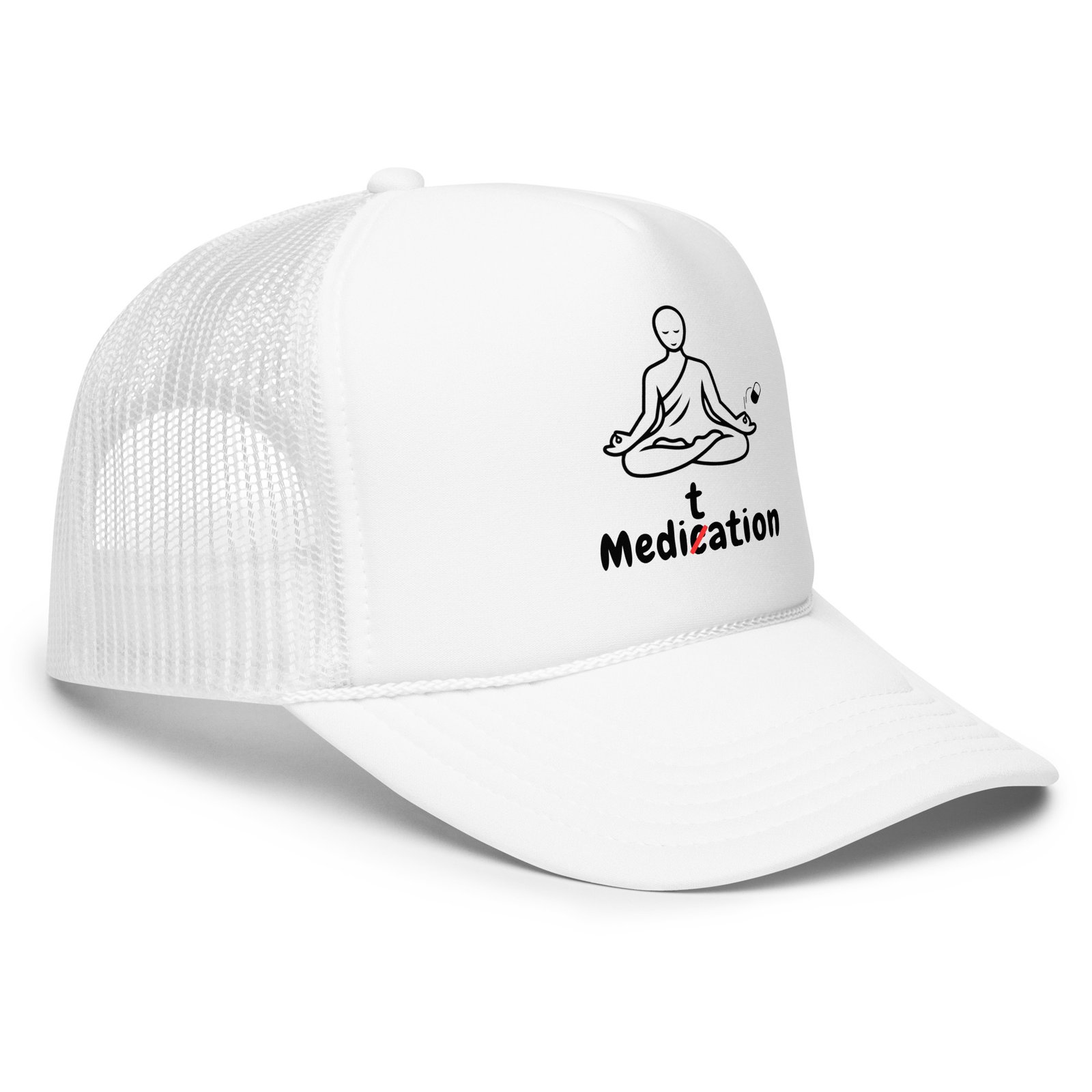 Meditation Foam Trucker Cap – Unisex Meditate Medication Hat | Spiritual Clothes (Black Text) - Image 27