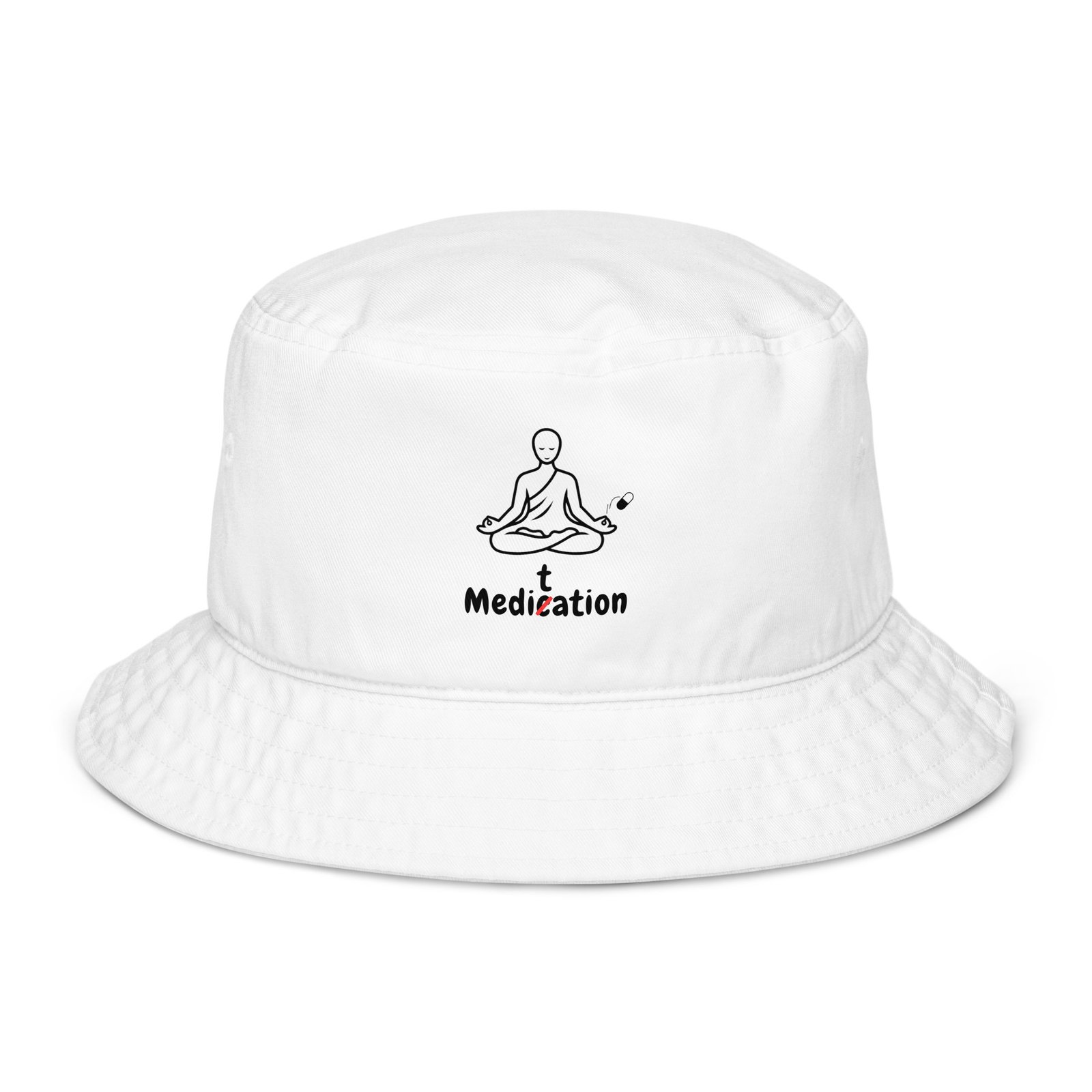 Meditation Bucket Hat – Unisex Organic Pure Cotton Summer Hat | Meditate Medication Clothes (Black Text) - Image 13