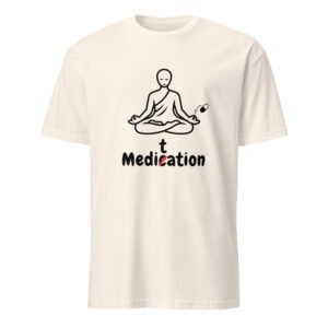 Meditation T-Shirt – Unisex 100% Cotton Meditate Medication Tee | Spiritual Clothes (Black Text)