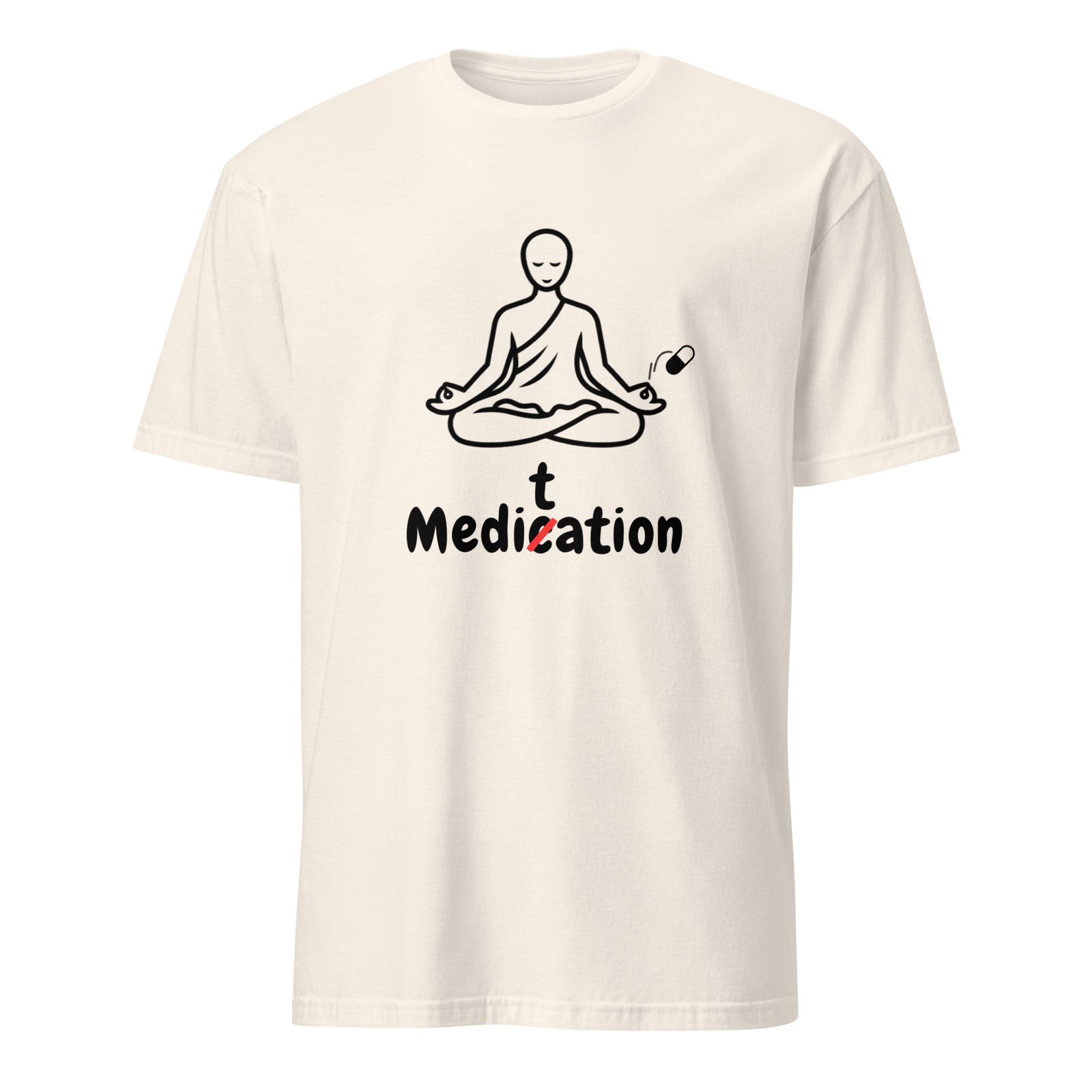 Meditation T-Shirt – Unisex 100% Cotton Meditate Medication Tee | Spiritual Clothes (Black Text)