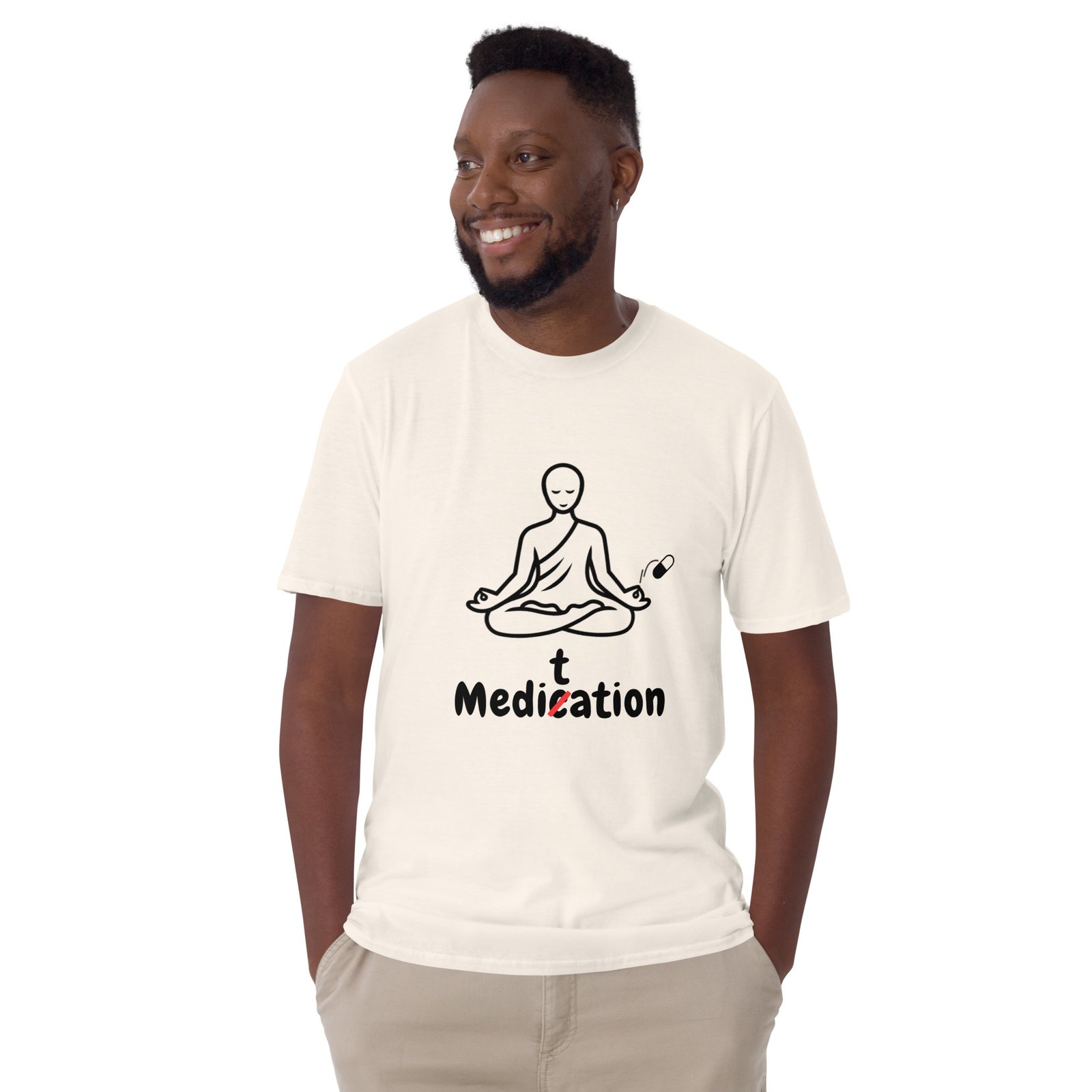 Meditation T-Shirt – Unisex 100% Cotton Meditate Medication Tee | Spiritual Clothes (Black Text) - Image 3
