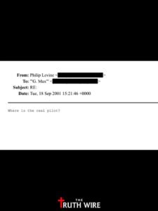 Epstein Files email Where is the real pilot sent to Jeffrey Epstein's girlfriend, Ghisane Maxwell dated, 18th September 2001 (7 days after the attack on the Twin Towers in New York)