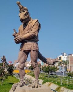 reptilian statue of the ancient God Morrop Chiclayo, Peru