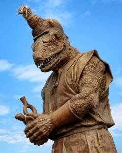reptilian statue of the ancient God Morrop Chiclayo, Peru