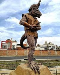 reptilian statue of the ancient God Morrop Chiclayo, Peru