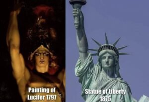 statue of liberty lucifer painting comparison similarities