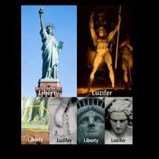 statue of liberty lucifer painting comparison similarities face chains
