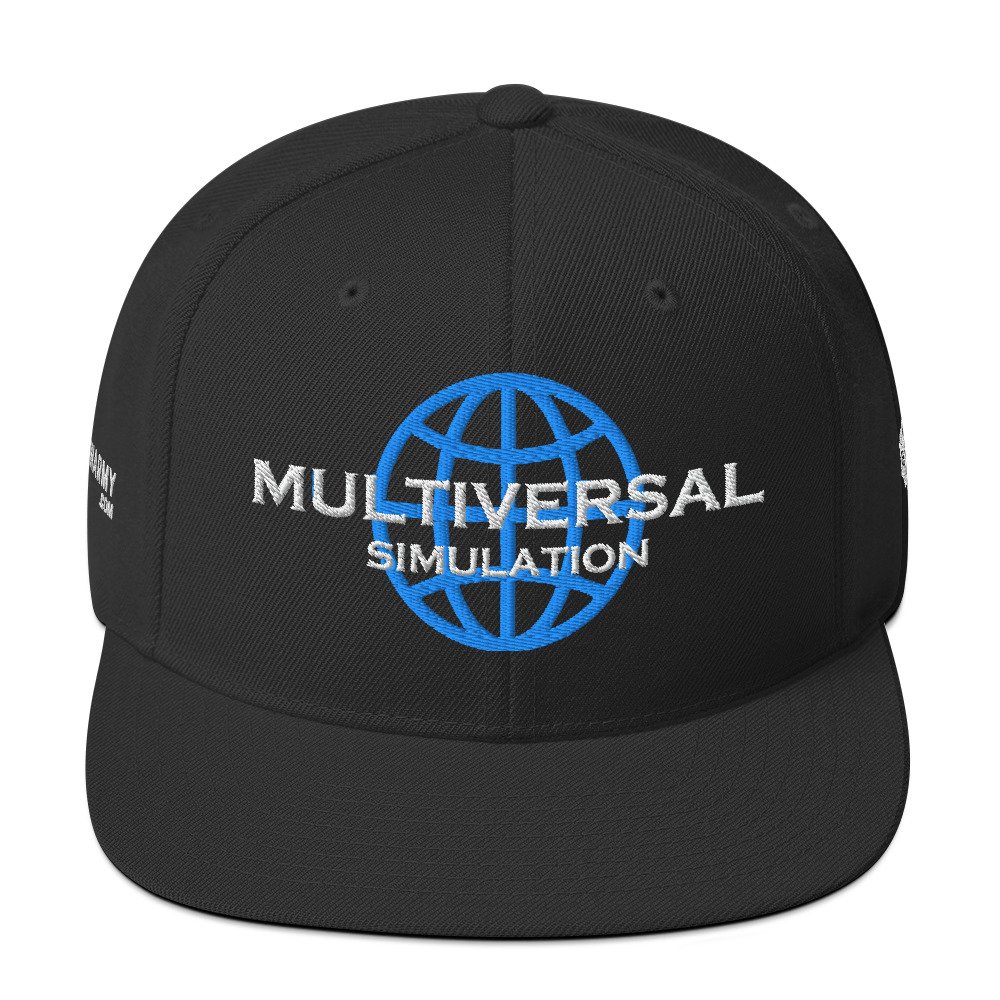 Multiversal Simulation Snapback Cap – Unisex Holographic Universe Clothes (White Text) - Image 9