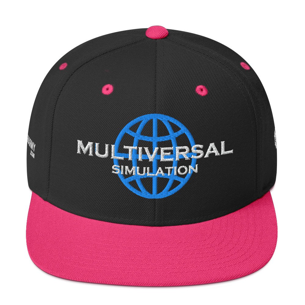 Multiversal Simulation Snapback Cap – Unisex Holographic Universe Clothes (White Text) - Image 17
