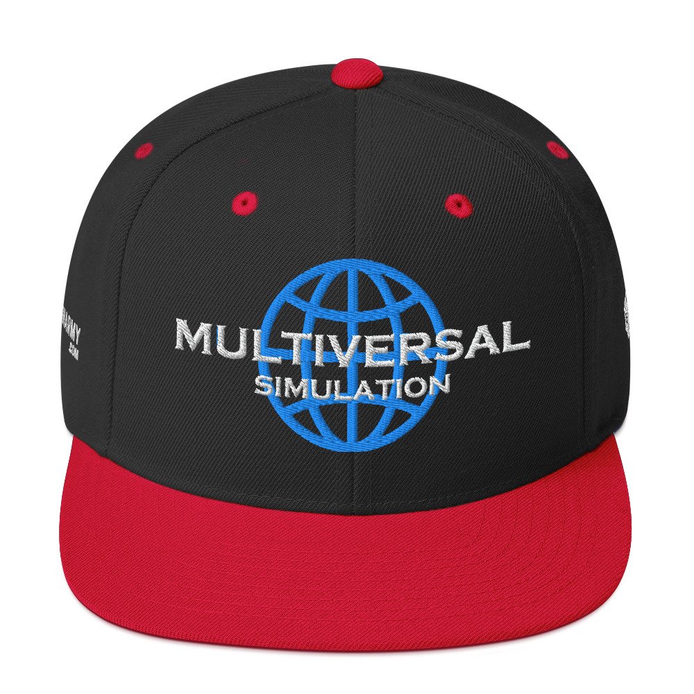 Multiversal Simulation Snapback Cap – Unisex Holographic Universe Clothes (White Text) - Image 13