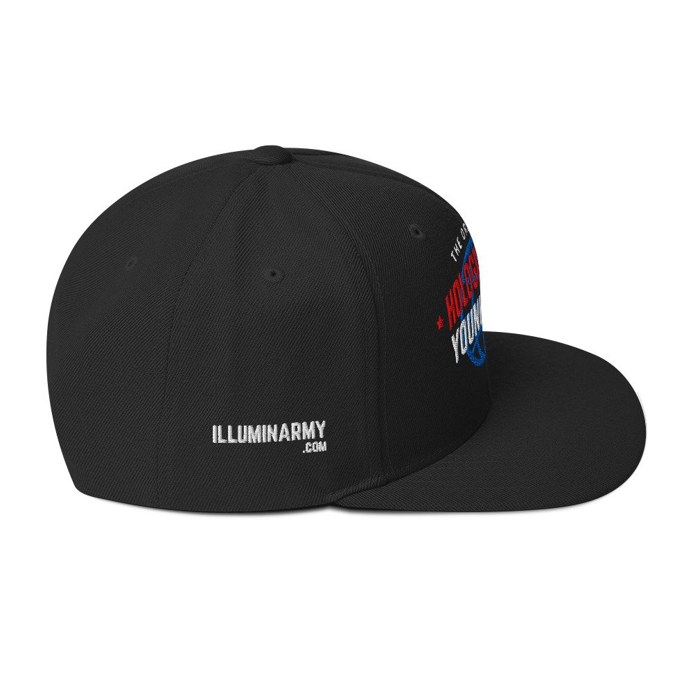 Holographic YOUniverse Snapback Cap – Holographic Universe Clothes Unisex (White Text) - Image 12