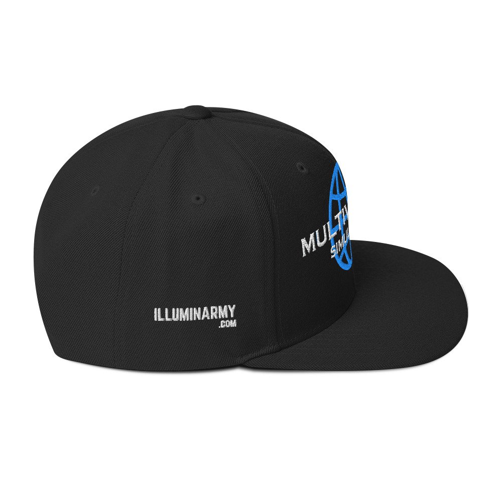 Multiversal Simulation Snapback Cap – Unisex Holographic Universe Clothes (White Text) - Image 12