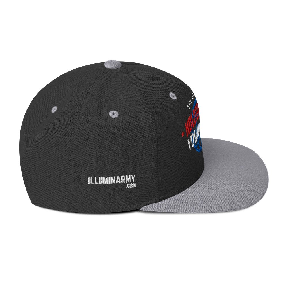 Holographic YOUniverse Snapback Cap – Holographic Universe Clothes Unisex (White Text) - Image 24