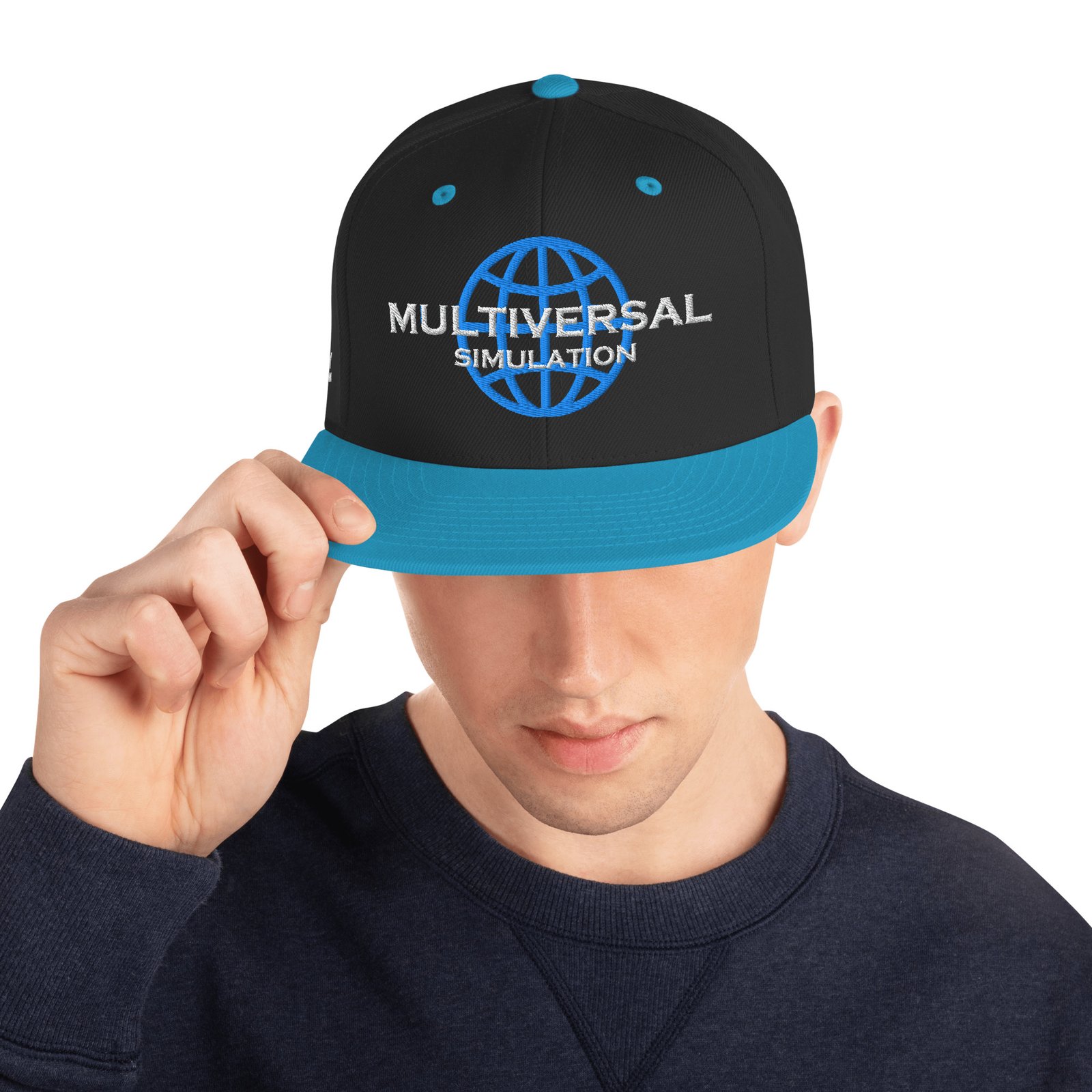 Multiversal Simulation Snapback Cap – Unisex Holographic Universe Clothes (White Text) - Image 5