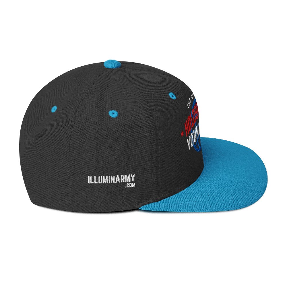 Holographic YOUniverse Snapback Cap – Holographic Universe Clothes Unisex (White Text) - Image 20