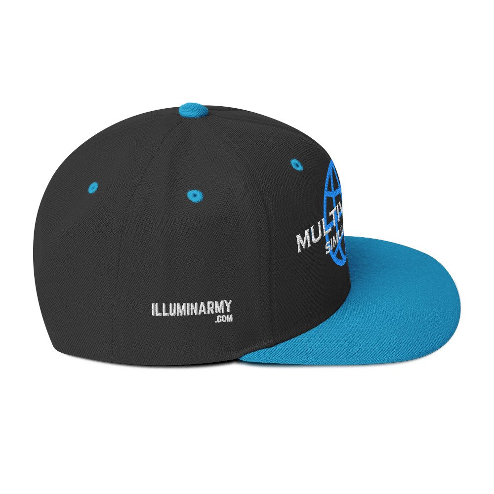 Multiversal Simulation Snapback Cap – Unisex Holographic Universe Clothes (White Text) - Image 4