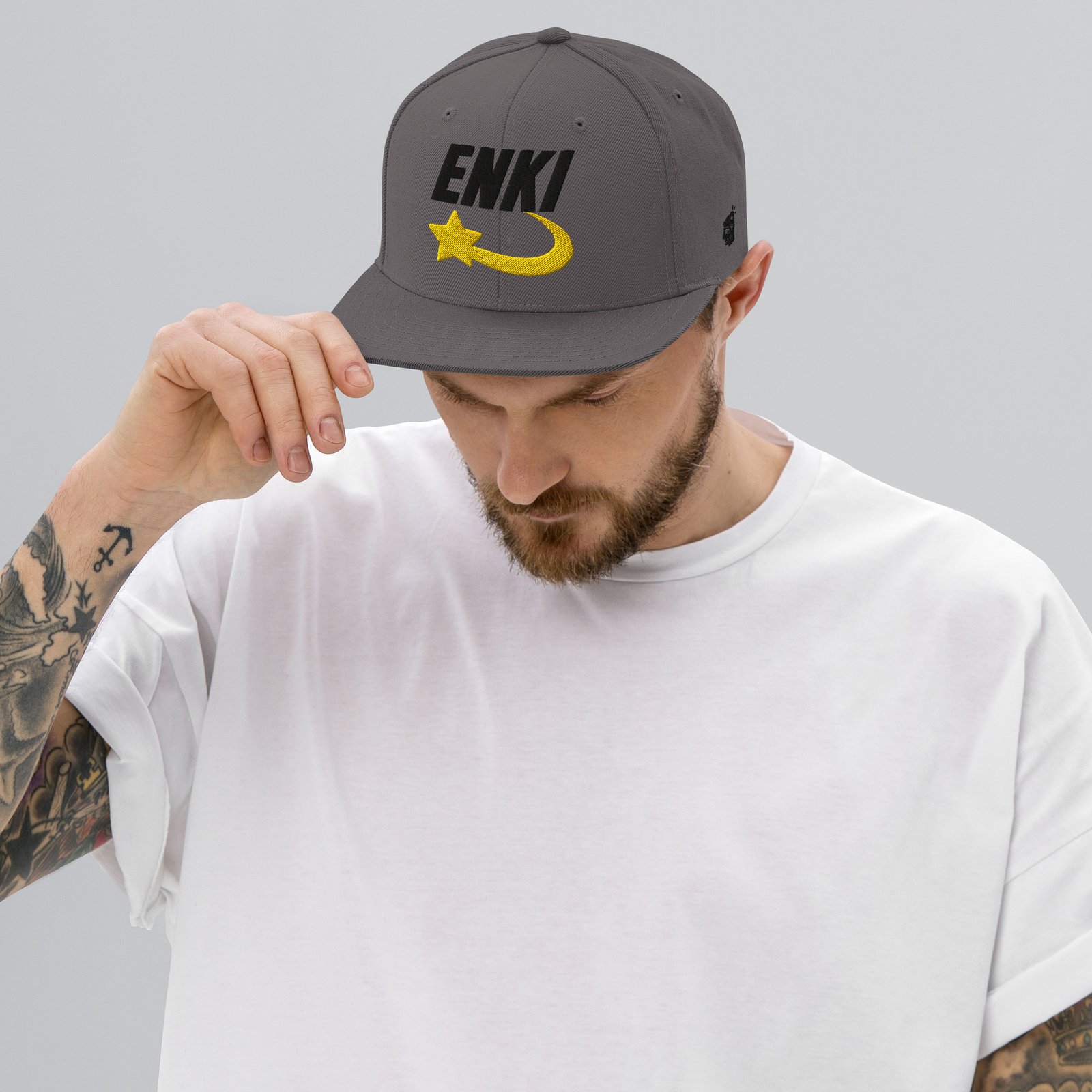 Enki Snapback Cap – Ancient Activist Hat Unisex | Mind Expanding Clothes (Black Text) - Image 6