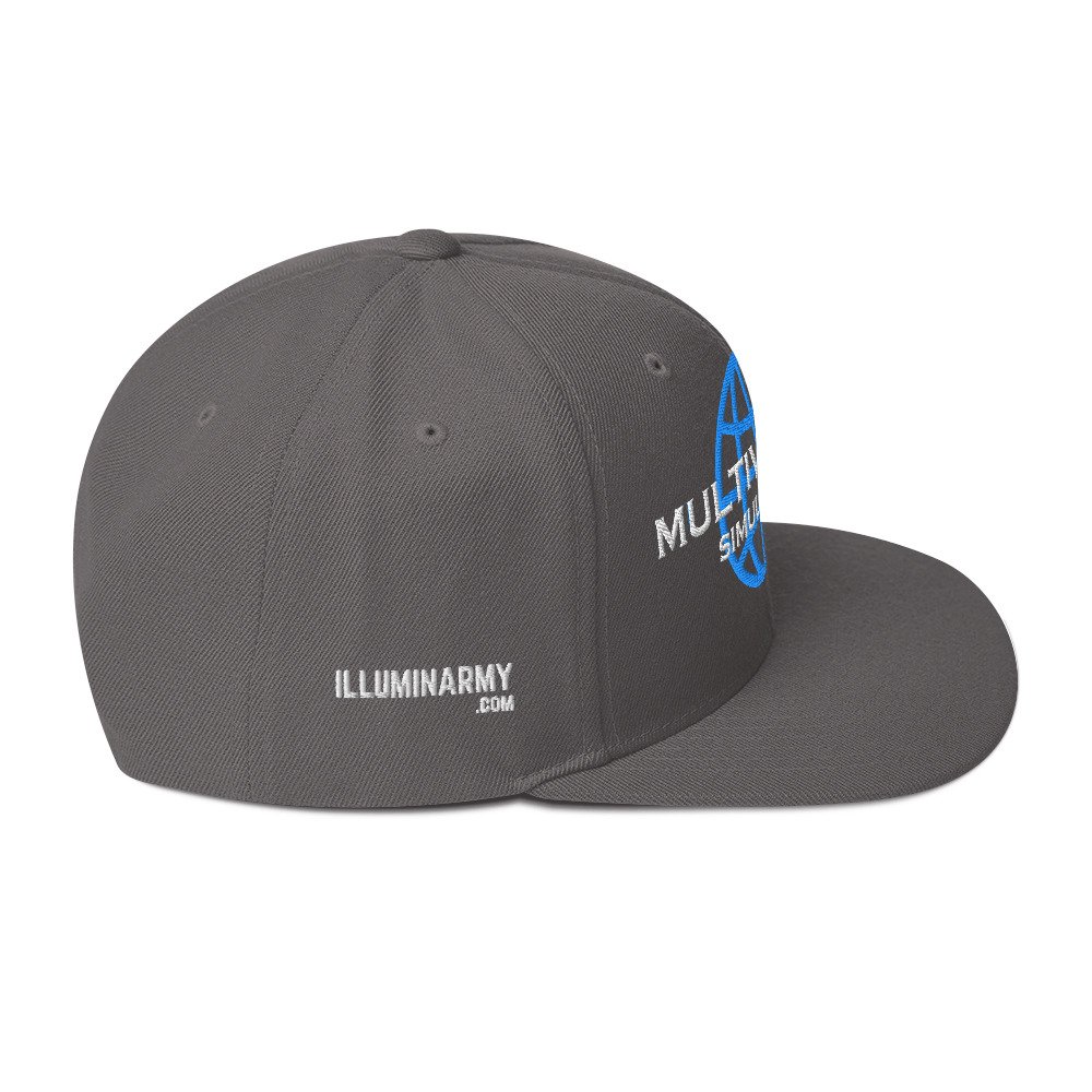 Multiversal Simulation Snapback Cap – Unisex Holographic Universe Clothes (White Text) - Image 56