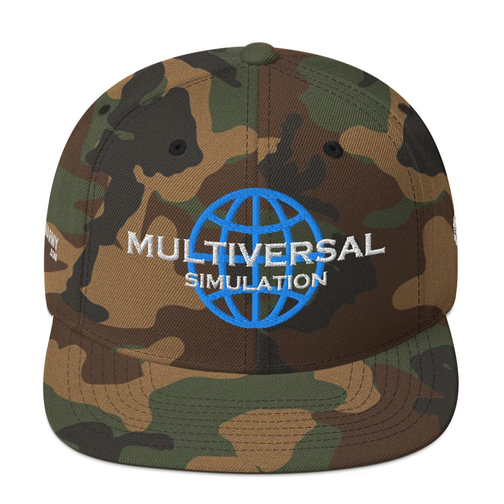 Multiversal Simulation Snapback Cap – Unisex Holographic Universe Clothes (White Text) - Image 49