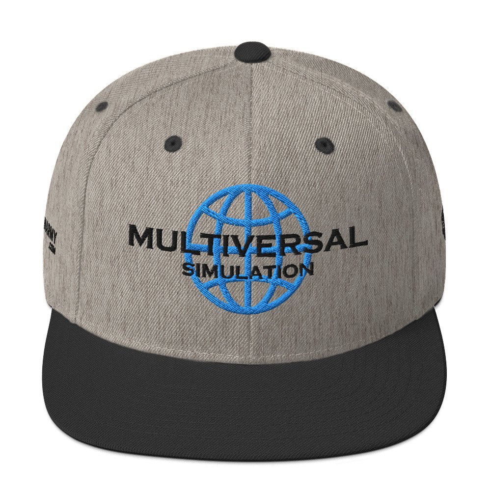 Multiversal Simulation Snapback Cap – Unisex Holographic Universe Clothes (Black Text) - Image 9