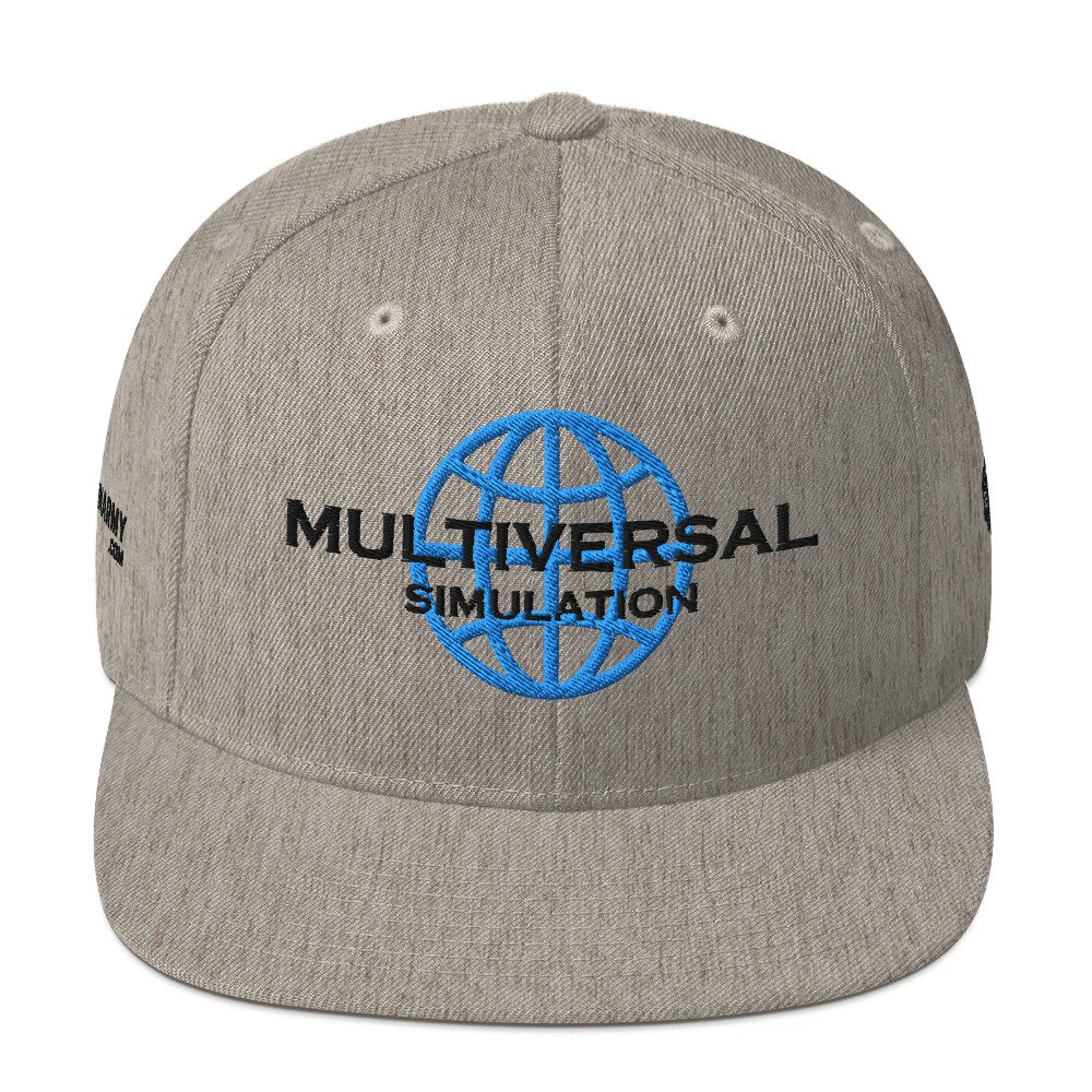 Multiversal Simulation Snapback Cap – Unisex Holographic Universe Clothes (Black Text) - Image 21